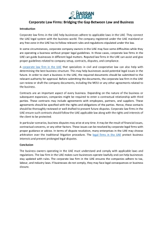 Corporate Law Firms: Bridging the Gap Between Law and Business