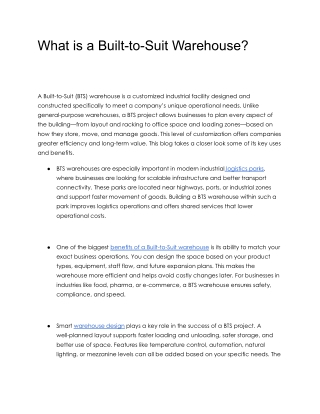 What is a Built-to-Suit Warehouse