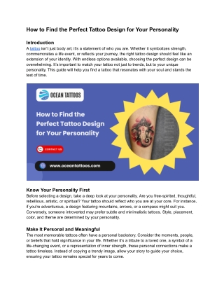 How to Find the Perfect Tattoo Design for Your Personality