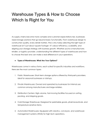 Warehouse Types & How to Choose Which Is Right for You