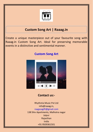 Custom Song Art Raaag.in