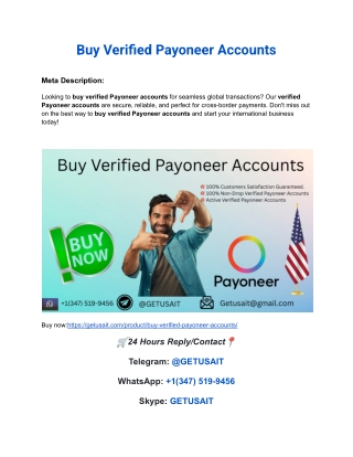 Best 3.1 Sites To Buy Verified Payoneer Accounts in This in 2025