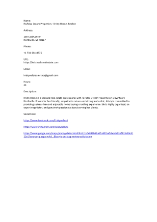 ReMax Dream Properties - Kristy Horne, Realtor