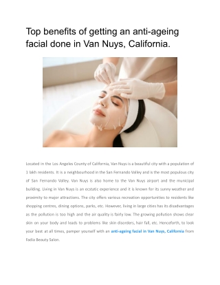 Top benefits of getting an anti-ageing facial done in Van Nuys, California