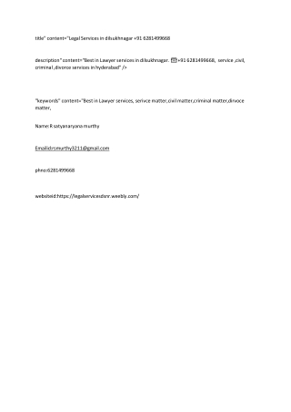 "Legal Services in dilsukhnagar  91 6281499668