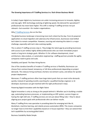 The Growing Importance of IT Staffing Services in a Tech