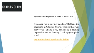 Top Motivational Speakers In Dallas  Charles Clark