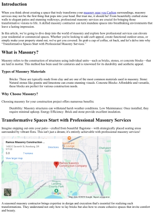 Transformative Spaces Start with Professional Masonry Services