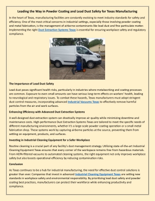 Leading the Way in Powder Coating and Lead Dust Safety for Texas Manufacturing