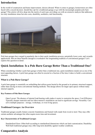 Quick Installation: Is a Pole Barn Garage Better Than a Traditional One?