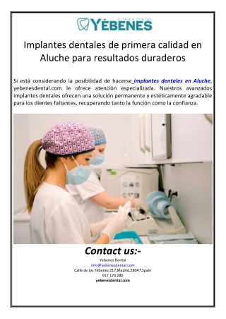 Implantes dentales de primera calidad en Aluche para resultados duraderos