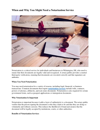 When and Why You Might Need a Notarization Service