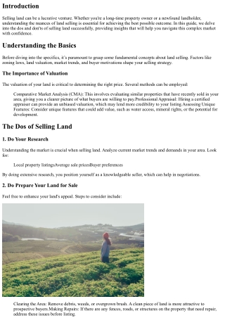 The Dos and Don'ts of Selling Land Successfully