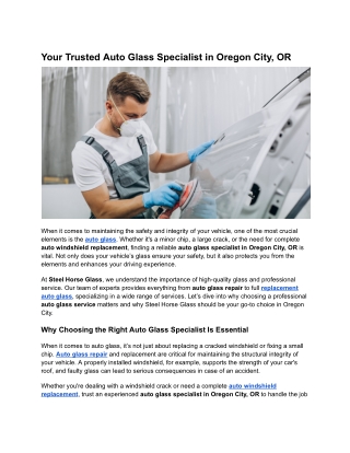 Your Trusted Auto Glass Specialist in Oregon City, OR
