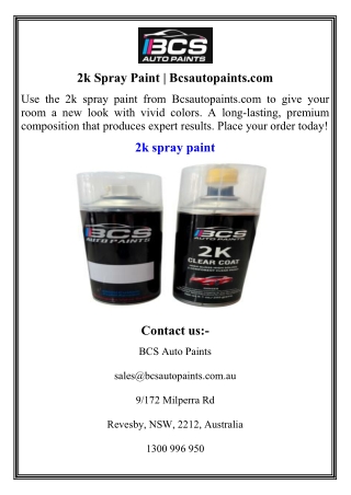 2k Spray Paint  Bcsautopaints.com