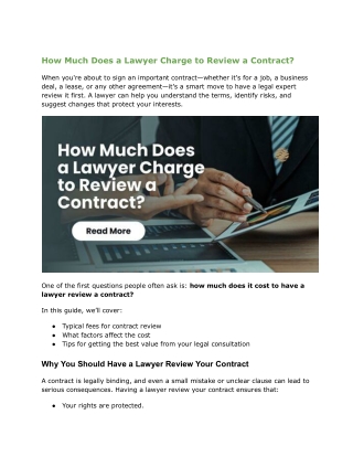How Much Does a Lawyer Charge to Review a Contract