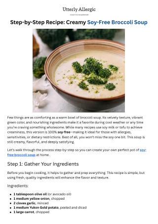 Step-by-Step Recipe Creamy Soy-Free Broccoli Soup