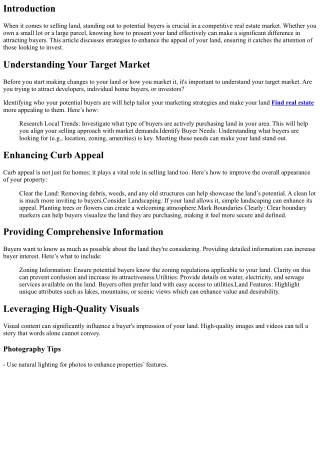 How to Make Your Land Stand Out to Potential Buyers