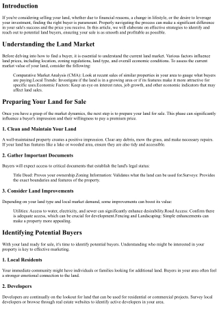 Thinking of Selling Your Land? Here's How to Find the Right Buyer