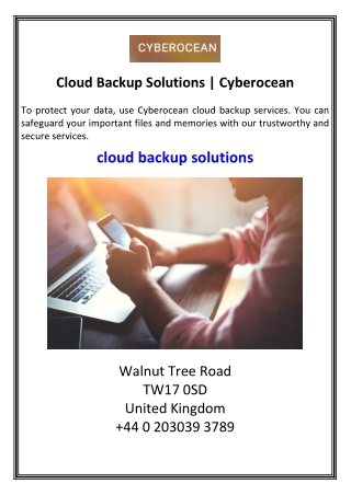 Cloud Backup Solutions  Cyberocean