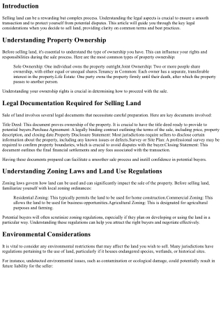Navigating the Legal Aspects of Selling Land