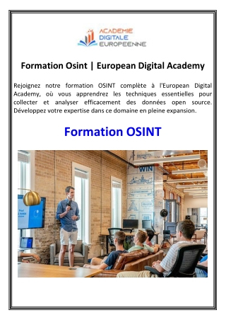 Formation Osint  European Digital Academy