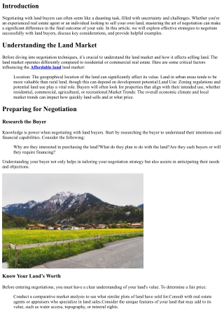 The Art of Negotiating with Land Buyers