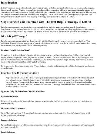 Stay Hydrated and Energized with The Best Drip IV Therapy in Gilbert