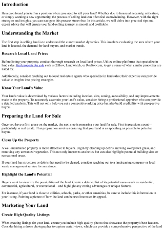 Sell Land Stress-Free with These Expert Tips