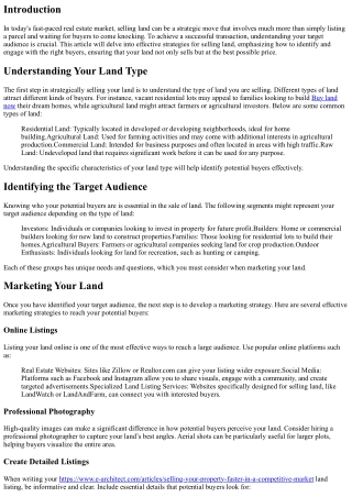 Sell Land Strategically: Targeting the Right Audience