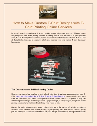 How to Make Custom T-Shirt Designs with T-Shirt Printing Online Services