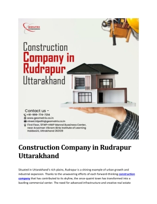 Construction Company in Rudrapur Uttarakhand