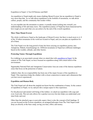 Expedition in Nepal: A Test Of Patience and Skill