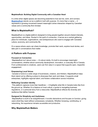 Mapleleafhub: Building Digital Community with a Canadian Heart