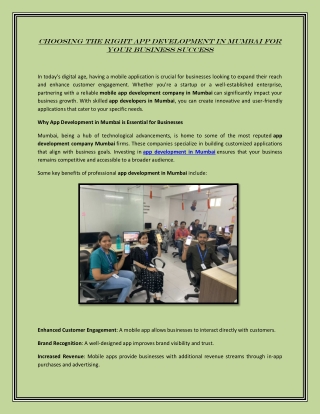 Choosing the Right App Development in Mumbai for Your Business Success