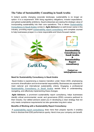 The Value of Sustainability Consulting in Saudi Arabia