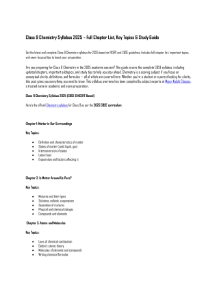 Chemistry Syllabus 2025