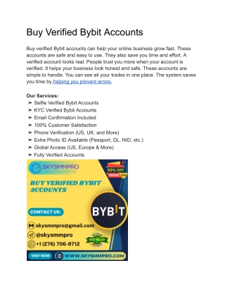 Buy Verified Bybit Accounts