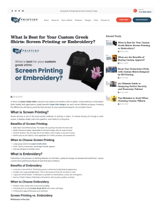 What Is Best for Your Custom Greek Shirts Screen Printing or Embroidery