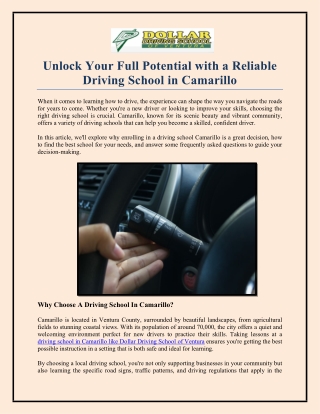 Unlock Your Full Potential with a Reliable Driving School in Camarillo