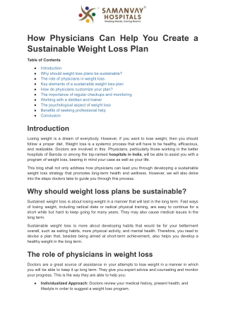 How Physicians Can Help You Create a Sustainable Weight Loss Plan