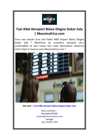 Taxi Aibd Aéroport Blaise Diagne Dakar Saly  Moovinafrica.com