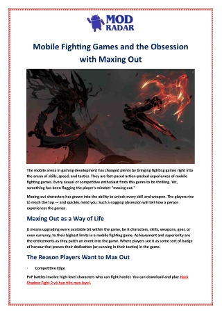 Mobile Fighting Games and the Obsession with Maxing Out