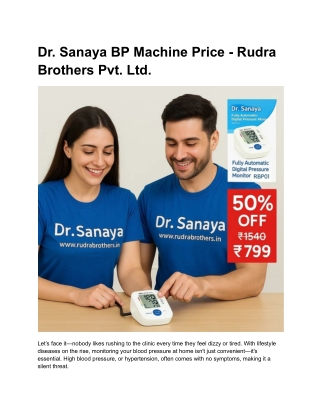 Dr. Sanaya BP Machine Price - Rudra Brothers Pvt. Ltd.