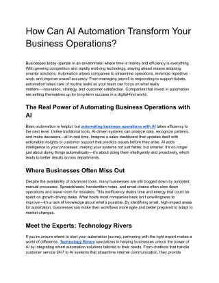 How Can AI Automation Transform Your Business Operations