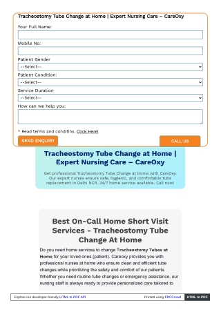 Tracheostomy Tube Change At Home in Delhi NCR