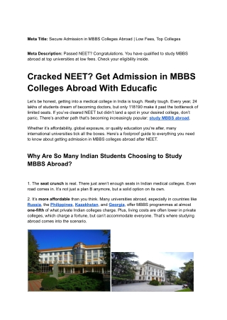 Cracked NEET_ Get Admission in MBBS Colleges Abroad With Educafic