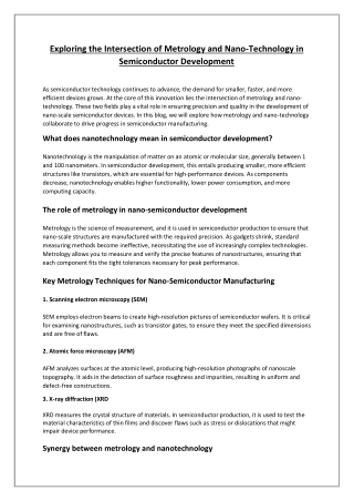 Exploring the Intersection of Metrology and Nano-Technology in Semiconductor Dev