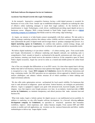 Full-Stack Software Development Service in Coimbatore