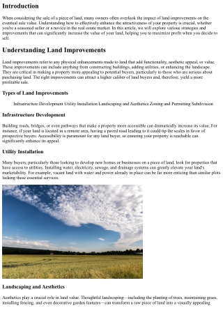 How Land Improvements Can Boost Sale Value